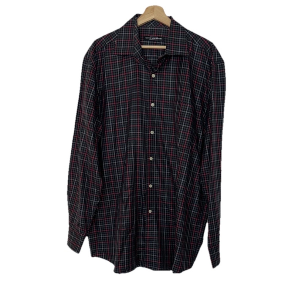 Carnoustie Black & Red 100% Cotton Long Sleeve Button Down Shirt Sz. XL